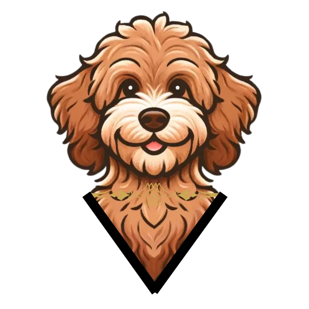 A smiling Happy Goldendoodle Puppy